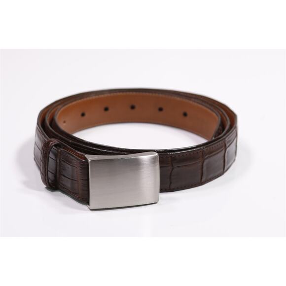 Trafalgar Other - Trafalgar Covington Genuine Matte Alligator Brown Men's Belt Silver Buckle